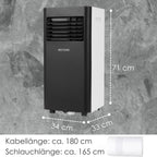 Mobile Klimaanlage 9000 BTU WLAN 3-in-1 mit Entfeuchter und Ventilator für Räume bis 35 m² inkl. Abluftschlauch Fensterkit Fernbedienung