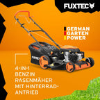 Benzin Rasenmäher FX-RM5196 196cc 4-Takt 51cm Schnittbreite 4in1 Mulchen Seitenauswurf 60L Fangkorb Radantrieb