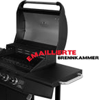 Gasgrill Grillwagen 4+1 Brenner RED 4 Hauptbrenner 1 Seitenkocher Edelstahl Grillfläche 61x42cm freistehend Schwarz