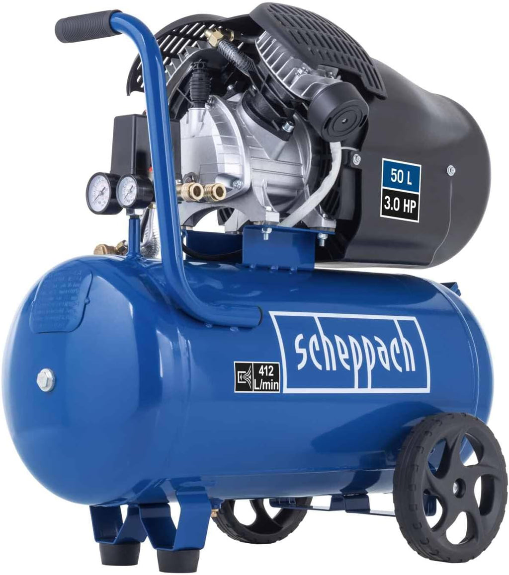Druckluft Kompressor HC53DC 50L 10 Bar 2200W 412 L/min Doppelzylinder ölgeschmiert Druckminderer
