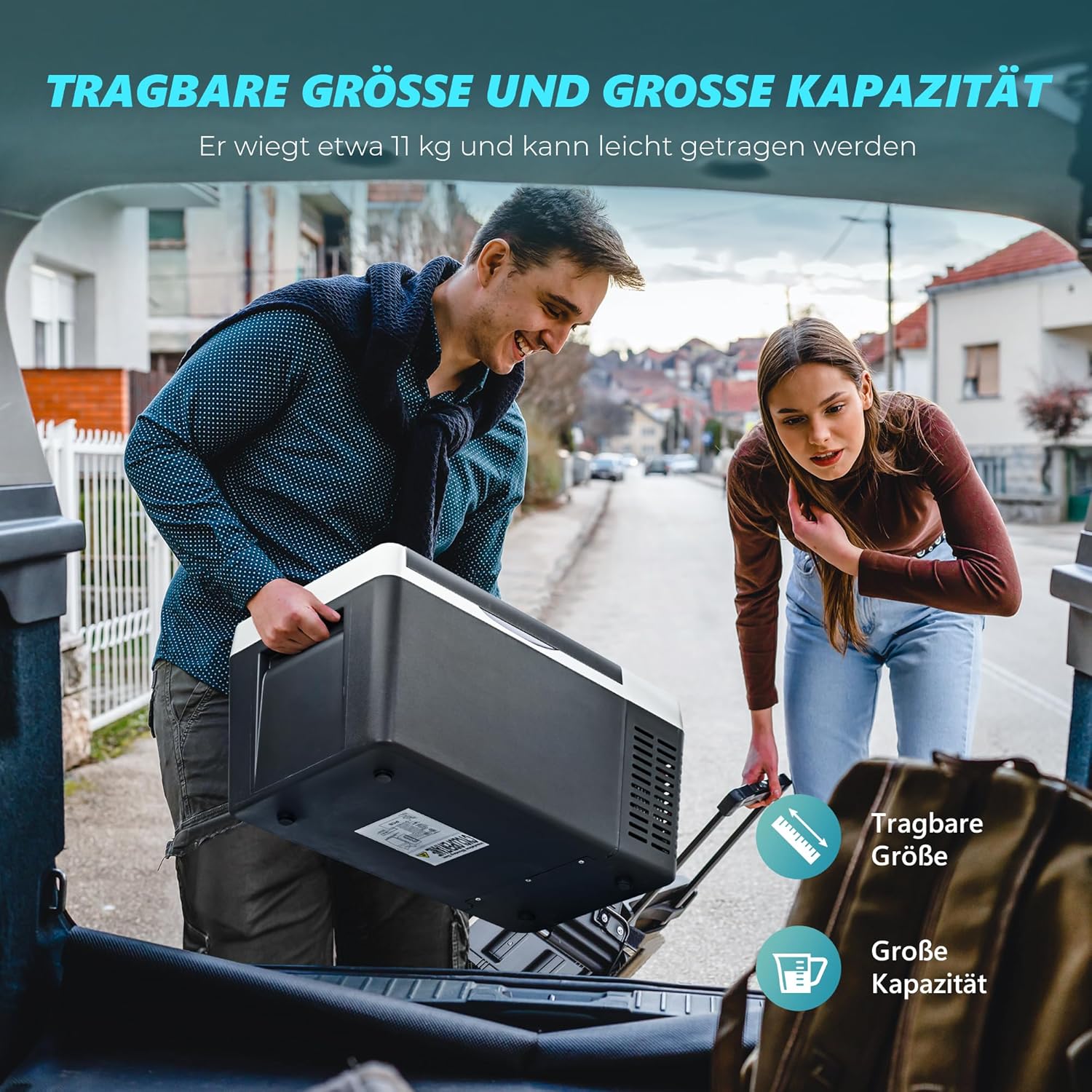 Kompressor Kühlbox 18L mit App Steuerung Auto Kühlschrank tragbar 12V 24V DC 100-240V AC Camping Reisen Outdoor