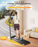 Klappbares Laufband für Zuhause mit Steigung 1–12% TP2 12 km/h 2,5 HP Motor 130 kg Belastung LED Display Fernbedienung App