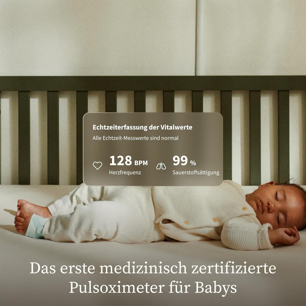 Baby Schlafsensor mit App Überwachung 0–18 Monate Smart Baby Monitor System Schlaftracking Benachrichtigungen Bedtime Blue