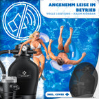 Sandfilteranlage Poolfilter 10200 l/h 400 W 20 L Tank 7 Wege Ventil mit Druckanzeige für Pools bis 60000 L Adapter Ø32–38 mm und Abdeckhaube