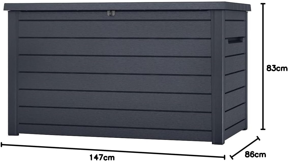 Auflagenbox Goliath XXL 870L Kunststoff Kissenbox 147x86x83 cm wasserdicht mit Belüftung Deckel 50 kg belastbar