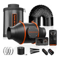 100mm Rohrventilator Abluftset mit Aktivkohlefilter Temperatur Feuchtigkeitssensor 350m³/h Growbox Set
