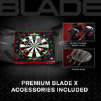 Steeldartscheibe Blade X Pro Core 3061 aus Sisal 48 x 48 cm mit Rota-Lock Montage Flights und Case