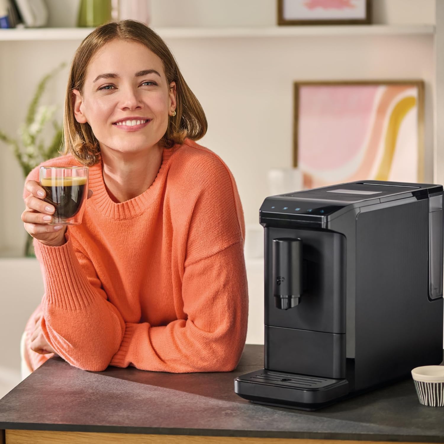 Kaffeevollautomat Esperto mini MSA23107 Espresso und Caffè Crema Bohnenmaschine 16 cm Breite 1,1 L Wassertank