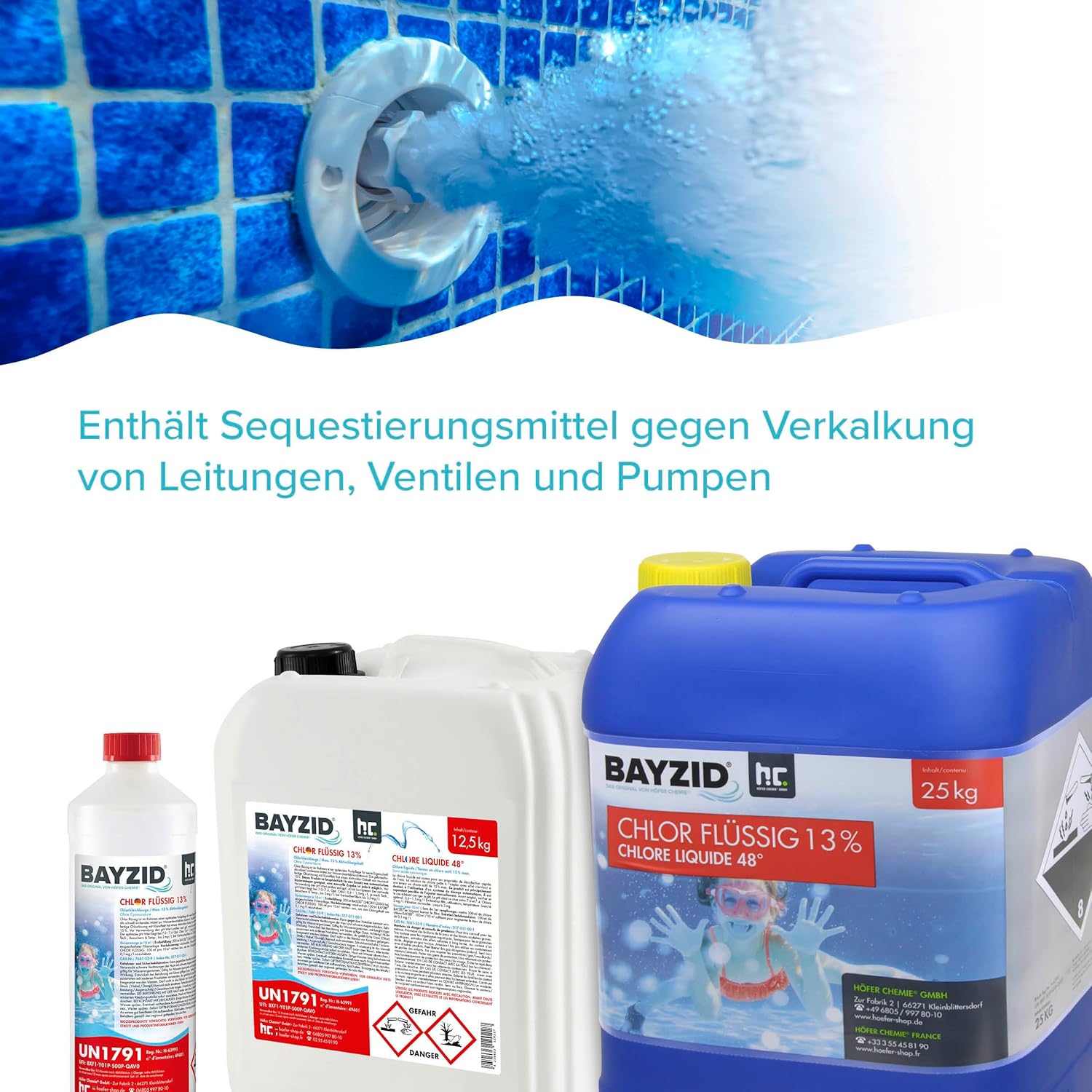 Pool Flüssigchlor SW538-2022 4 x 25 kg mit 13–15 % Aktivchlorgehalt