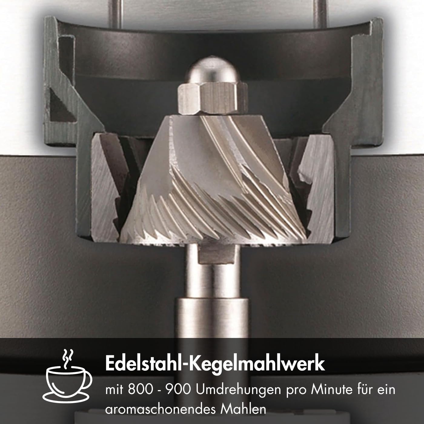Elektrische Kaffeemühle CM800 mit Kegelmahlwerk 350 g Bohnenbehälter 40 Mahlgradeinstellungen und 128 W