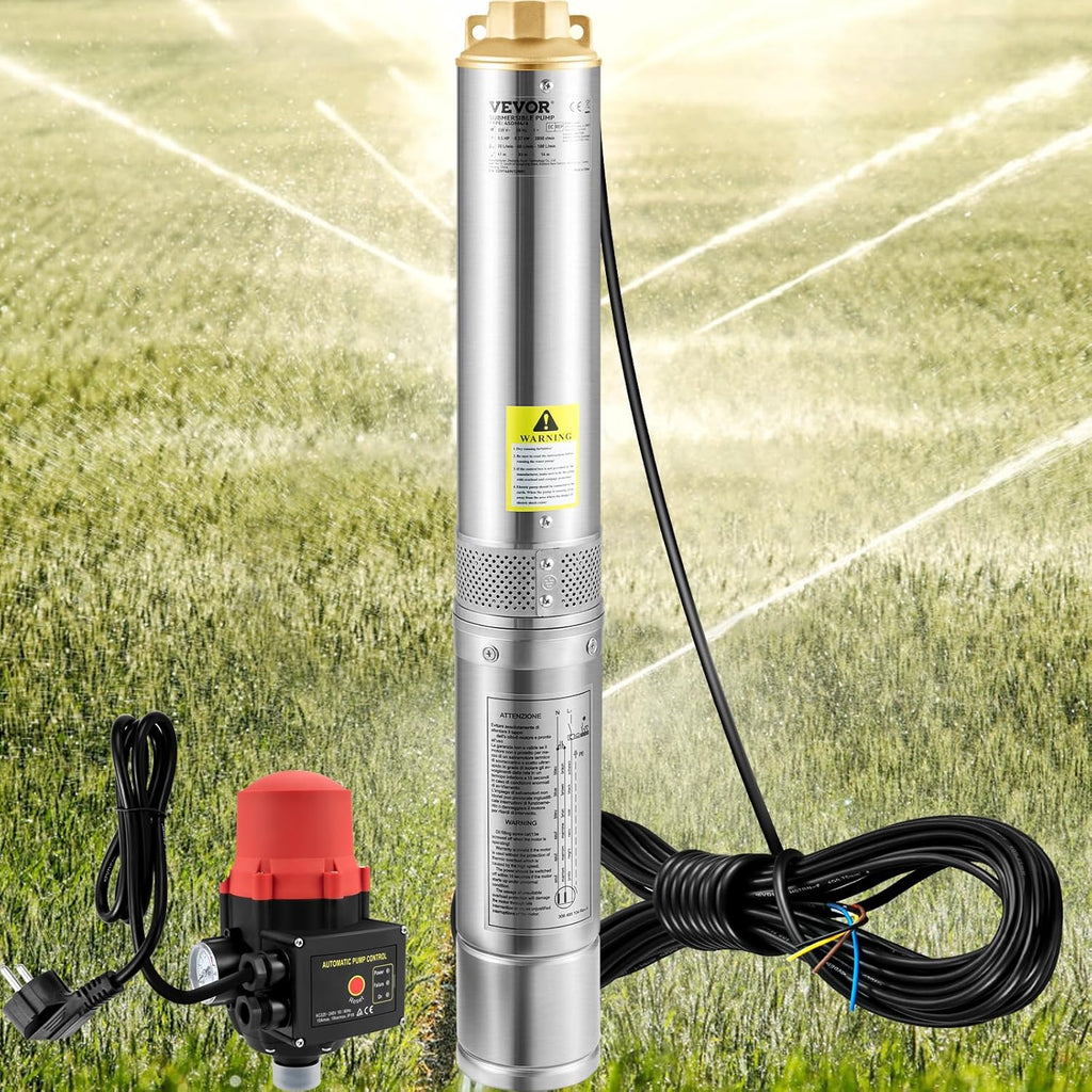 Tiefbrunnenpumpe Edelstahl 750 W 230 V 105 L/min 62 m Förderhöhe 3,5 Zoll