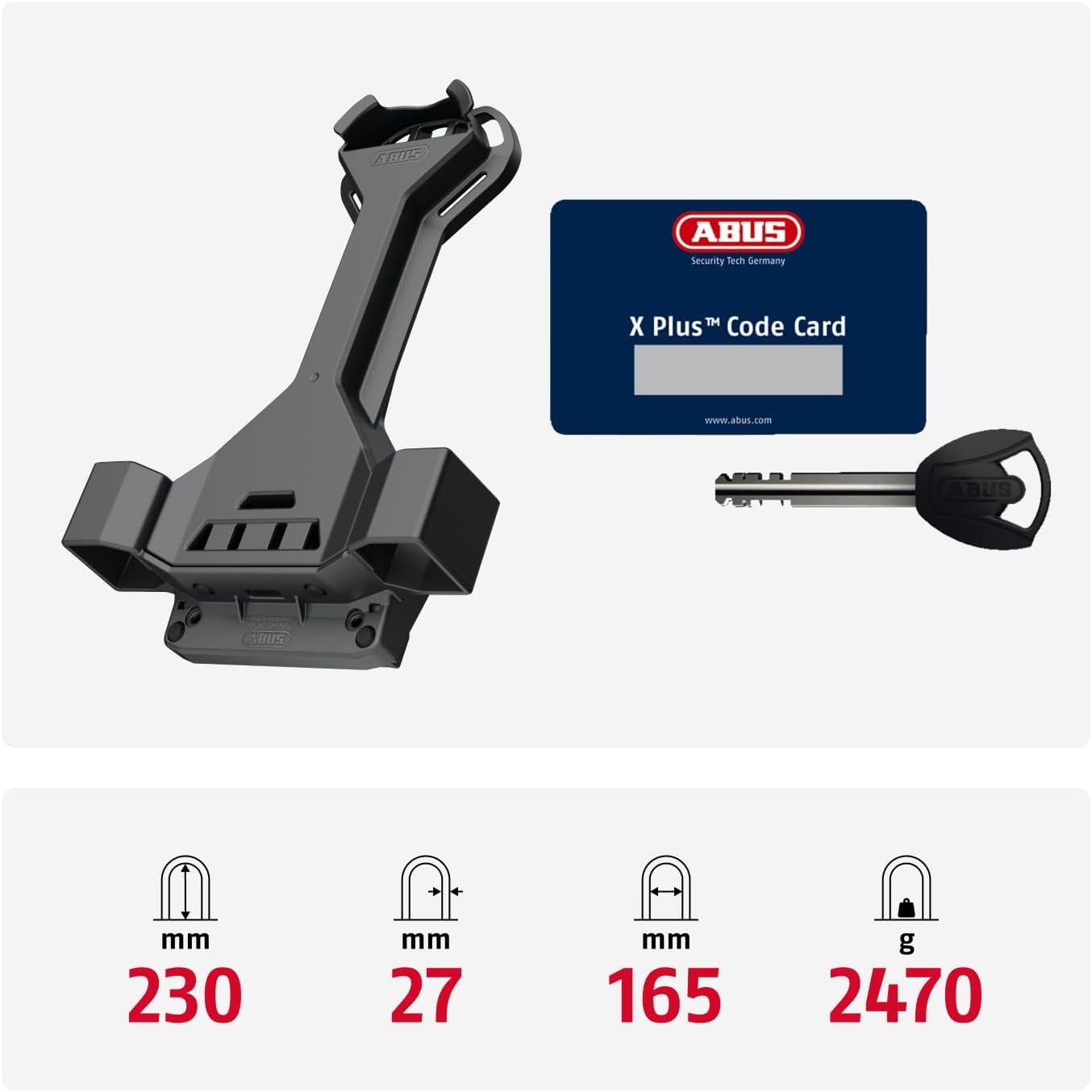 Bügelschloss 2500/165HB230 Sicherheitslevel 15+ mit 20 mm gehärtetem Stahl USH2500 Halterung und 2 Schlüsseln