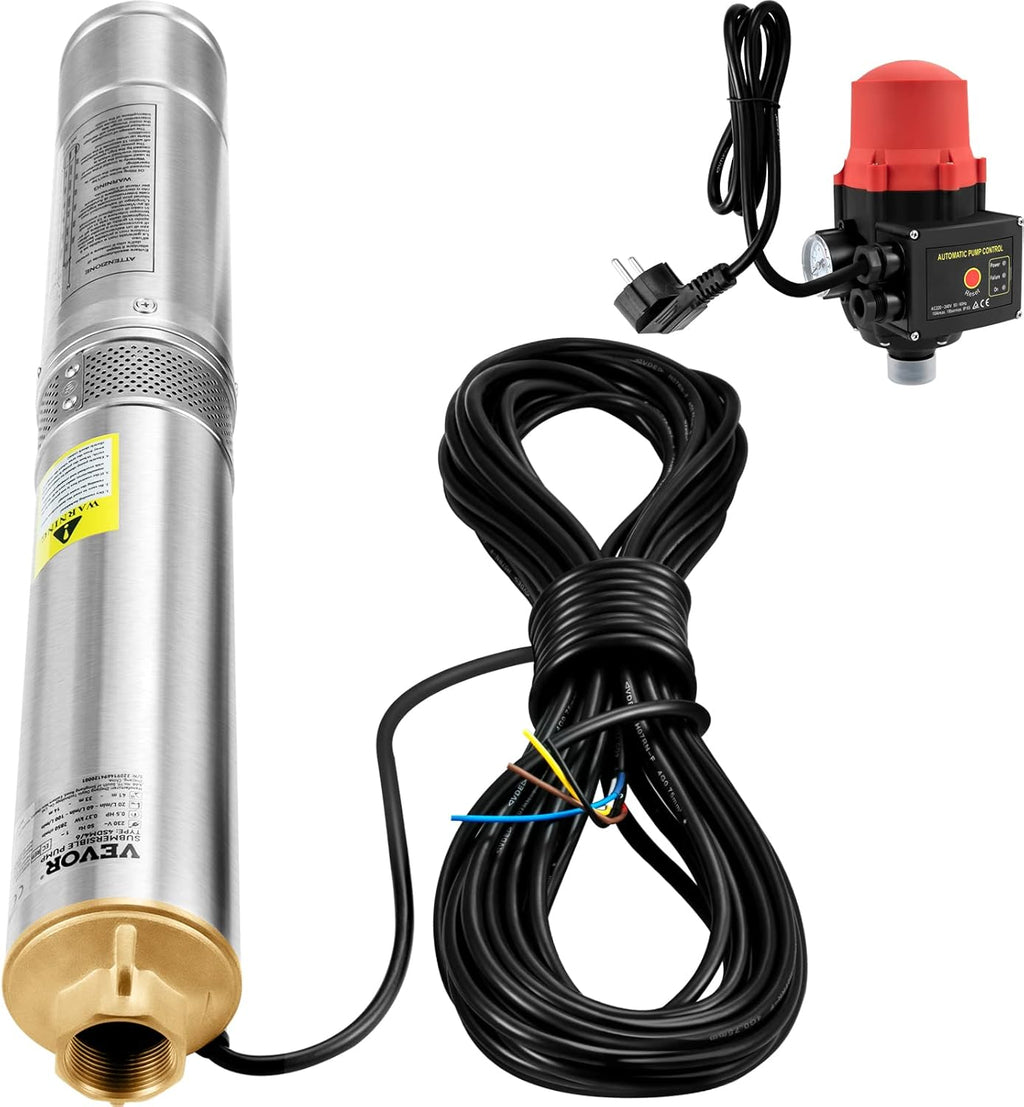 Tiefbrunnenpumpe Edelstahl 750 W 230 V 105 L/min 62 m Förderhöhe 3,5 Zoll