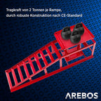 Hydraulische Auffahrrampe mit Wagenheber Hebeplattform 2 t Tragfähigkeit höhenverstellbar für PKW und Kleintransporter