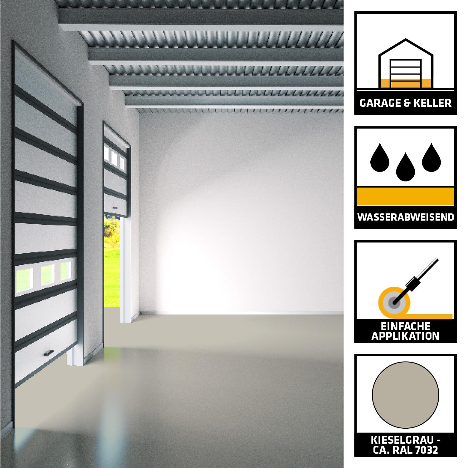Epoxidharz Bodenbeschichtung Garage RAL7032 Kieselgrau 6 kg für Garagen Keller und Innenräume