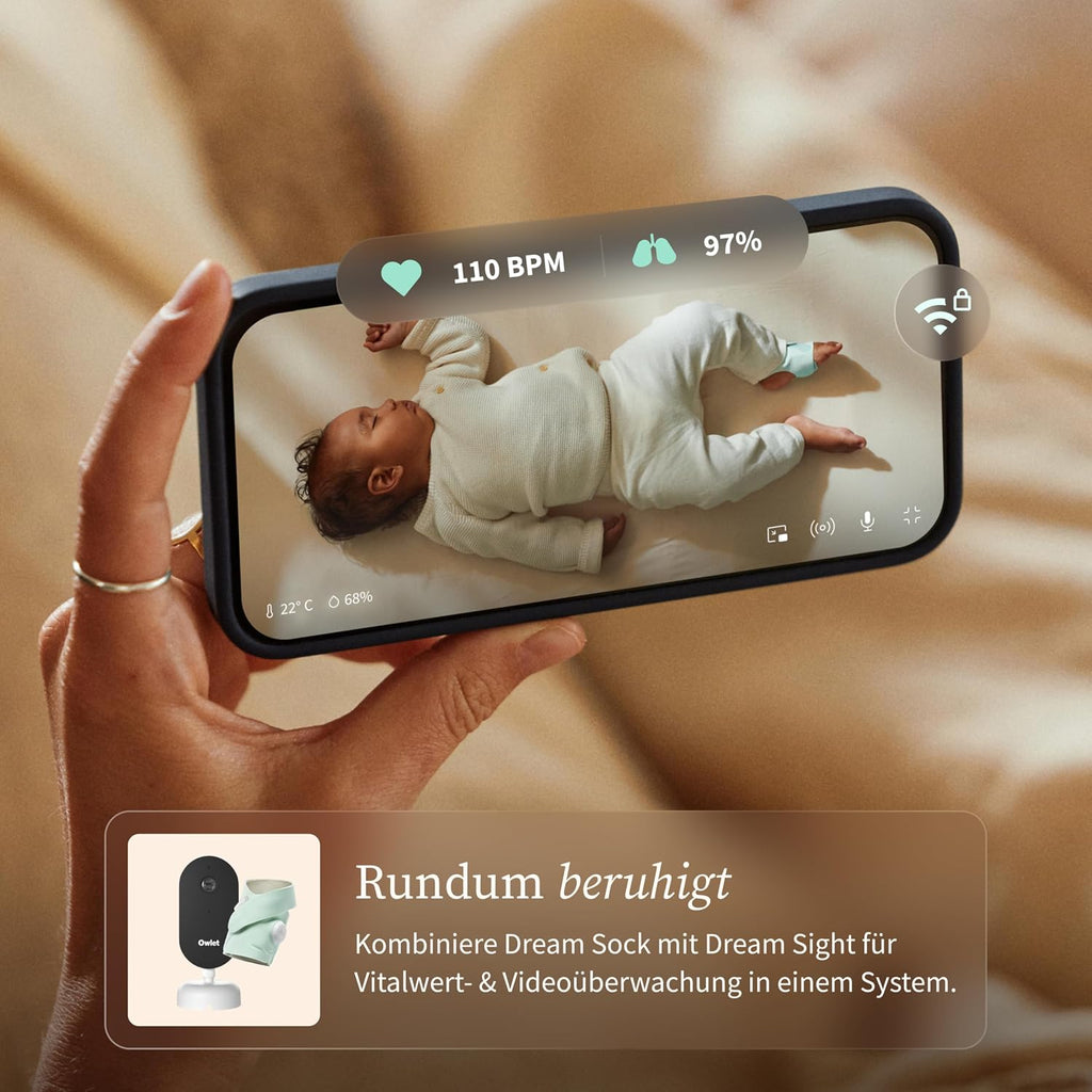 Baby Schlafsensor mit App Überwachung 0–18 Monate Smart Baby Monitor System Schlaftracking Benachrichtigungen Bedtime Blue