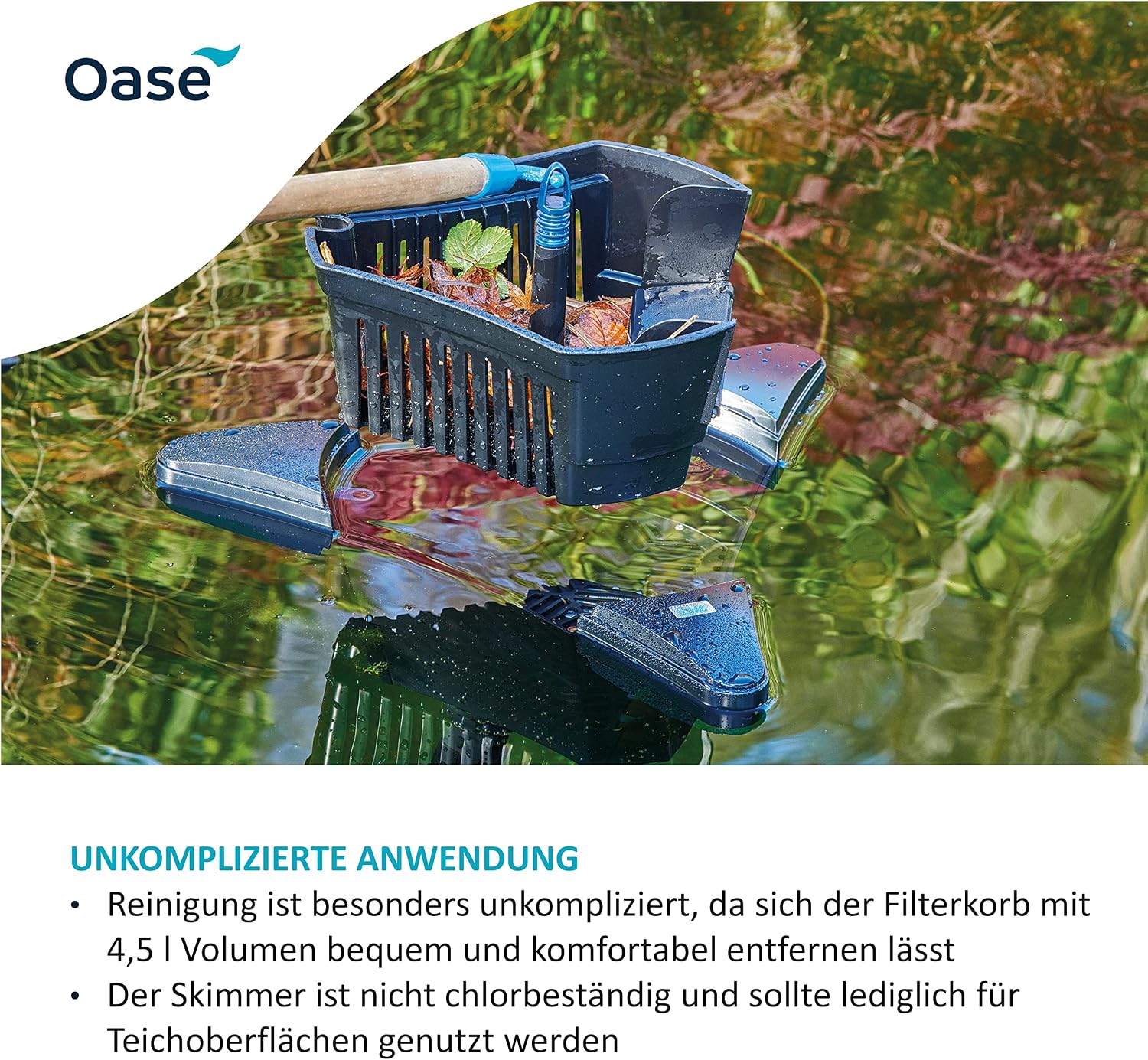 Teich Oberflächenabsauger Skimmer SwimSkim 50 für bis 50 m² 3500 l/h 45W Wasseroberflächenreinigung Teich