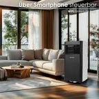 Mobile Klimaanlage 9000 BTU WLAN 3-in-1 mit Entfeuchter und Ventilator für Räume bis 35 m² inkl. Abluftschlauch Fensterkit Fernbedienung