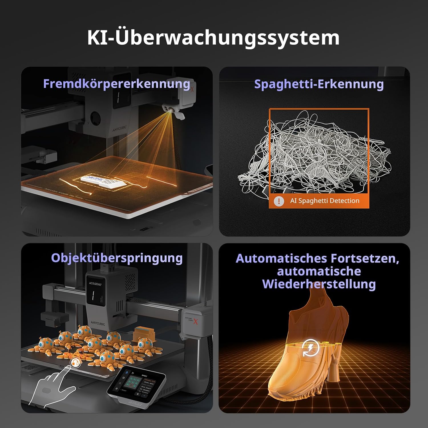 3D Drucker Kobra X Multi Color 600 mm/s FDM Drucker mit 4 Farben Fernsteuerung und adaptiver Extrusion