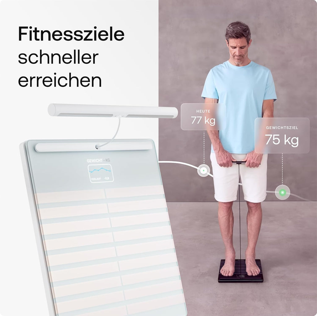 Vernetzte Personenwaage Körperzusammensetzung Body Scan WLAN BIA Körperfett Muskelmasse Wasseranteil EKG segmentale Analyse 6-Kanal