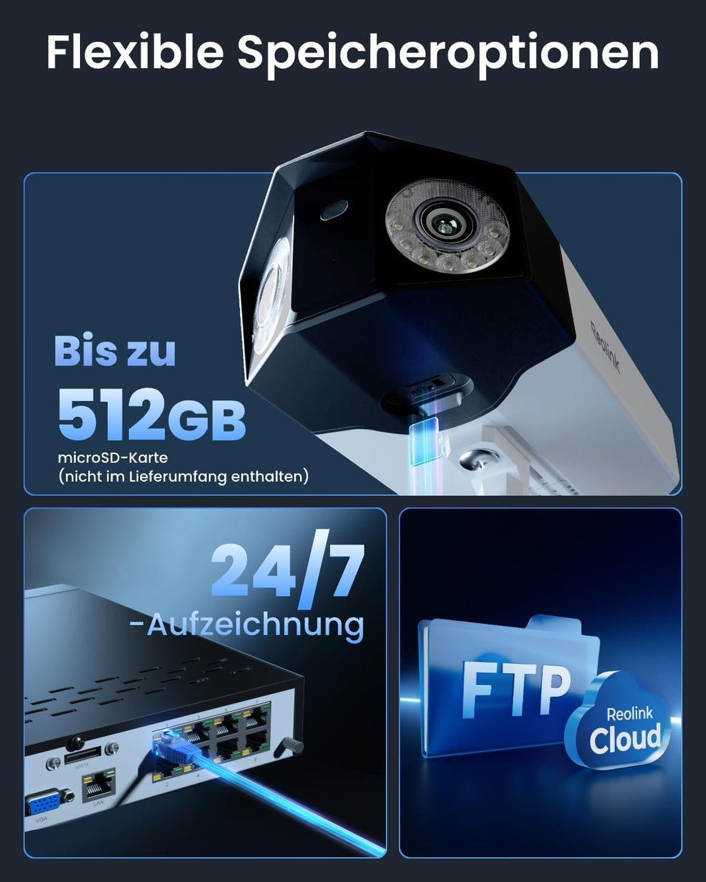 Überwachungskamera Duo 3 PoE 16MP Dual-Objektiv 180° Panorama Außenbereich Bewegungserkennung Personen Fahrzeug Tier 24/7 Aufnahme
