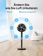 Standventilator PolyFan 513S oszillierend 25 dB 120°+105° Oszillation Fernbedienung 8 Geschwindigkeiten 6 Modi 1650 m³/h Luftleistung