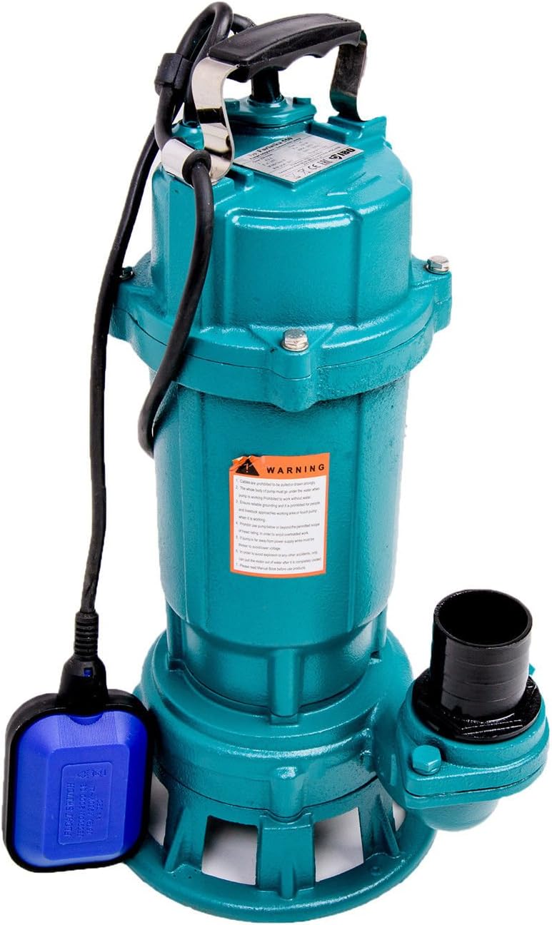 Fäkalienpumpe Tauchpumpe mit Zerkleinerer 1500 W 300 l/min 18 m Förderhöhe 230 V mit 2 Zoll Kupplung und 30 m Schlauch