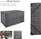 Garten Aufbewahrungsbox 404245 aus Polyrattan und Aluminium 750 L wetterfest UV-beständig 145 x 82,5 x 79,5 cm mit Gasdruckfedern