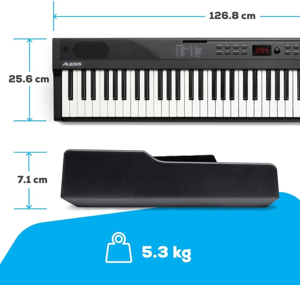 Digitalpiano 88 Tasten RECITALPLAY mit 480 Sounds USB MIDI Ständer Pedal Kopfhörer und Tasche