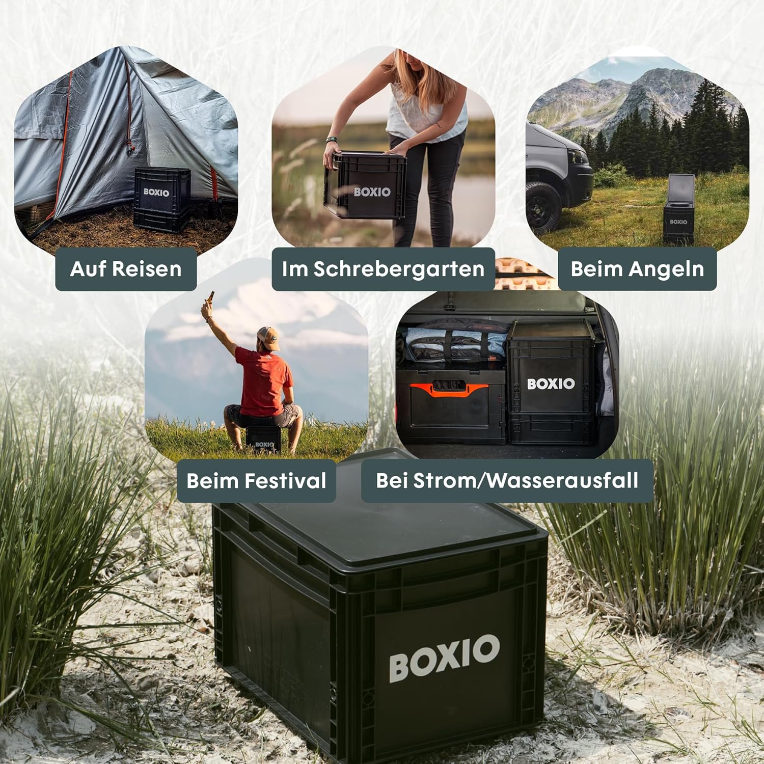 Kompakte Camping Trockentrenntoilette 40x30 Eurobox Basis ohne Chemie ohne Strom tragbar für Van Camping Outdoor