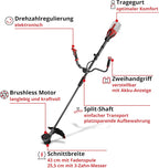 Akku-Sense GP-BC 36/430 Li BL 43 cm Schnittbreite 36 V Brushless Doppelfaden 3-Zahn-Messer ohne Akku