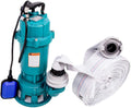 Fäkalienpumpe Tauchpumpe mit Zerkleinerer 1500 W 300 l/min 18 m Förderhöhe 230 V mit 2 Zoll Kupplung und 30 m Schlauch