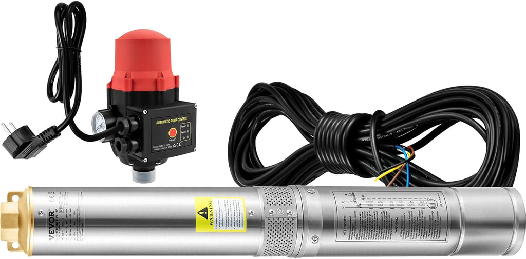 Tiefbrunnenpumpe Edelstahl 750 W 230 V 105 L/min 62 m Förderhöhe 3,5 Zoll