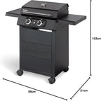 Elektrogrill eCRAVE 2 97116 2 Heizelemente 1300W 2-Zonen Grill Gussrost Grillwagen mit Stauraum Thermometer
