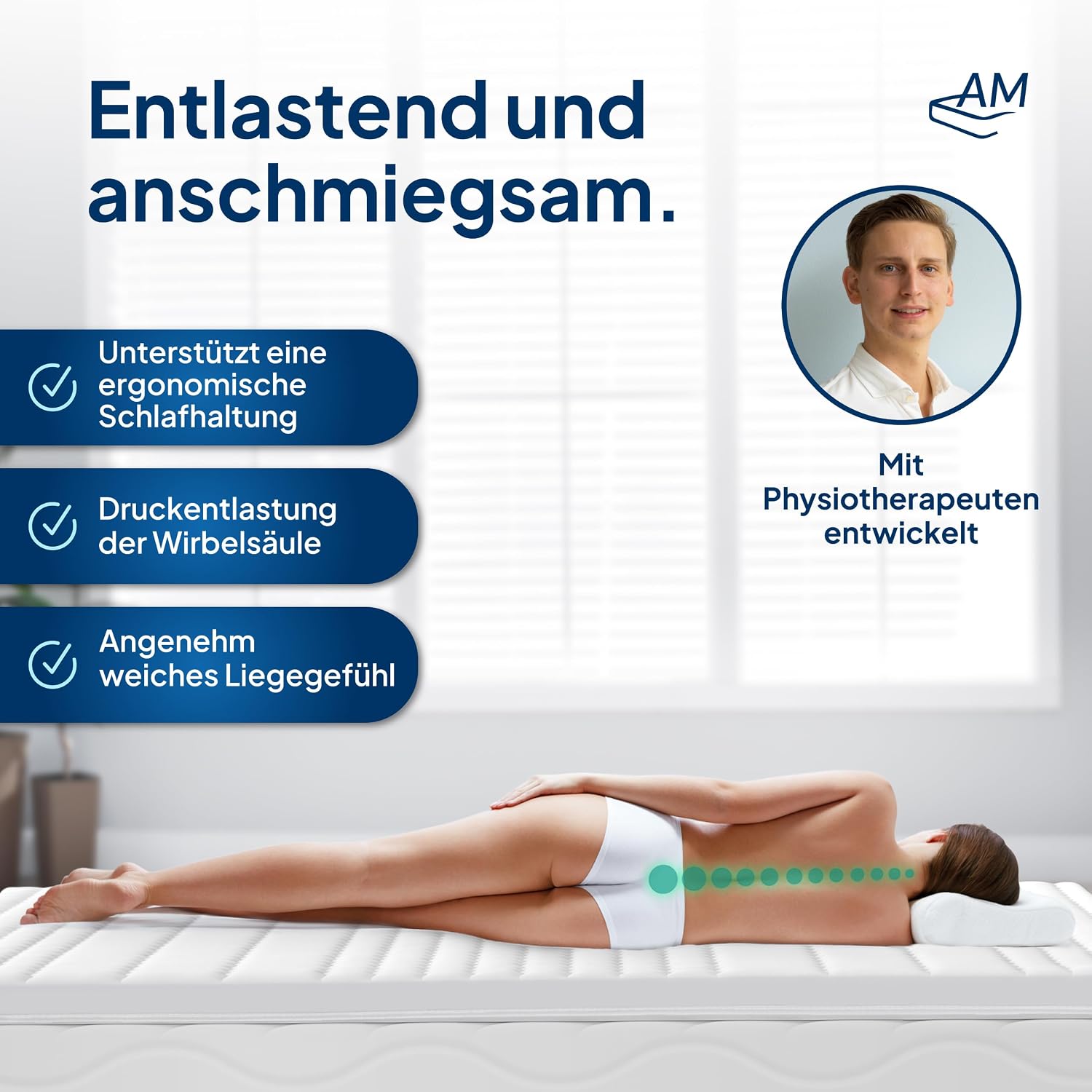Gelschaum Matratzen Topper 180x200 cm RG50 6cm Memory Foam Lyocell Bezug rutschfest Klimaband