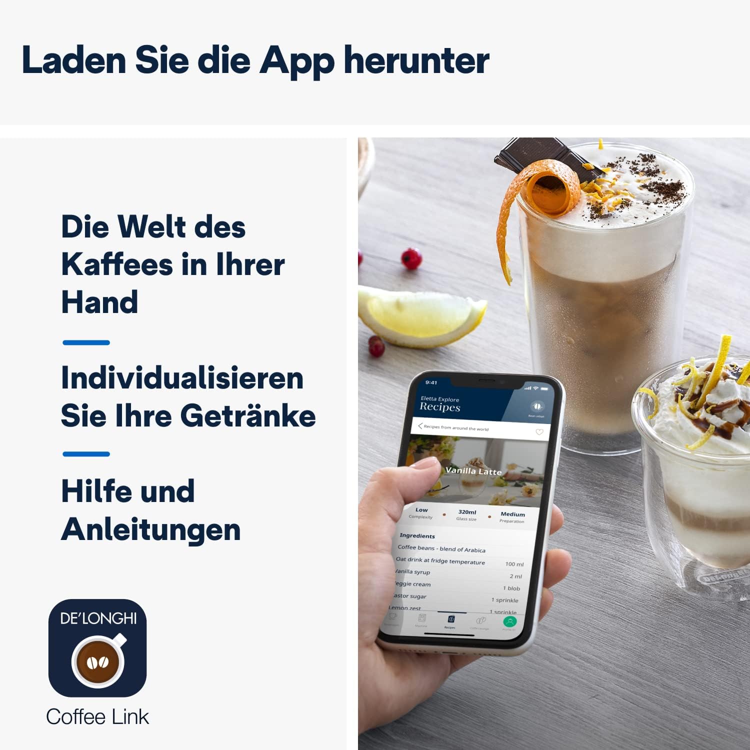Kaffeevollautomat mit Milchsystem Eletta Explore ECAM452.57.G 40 Getränke Heiß und Kalt LatteCrema Touch Display