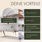 Baby Beistellbett 3in1 KUNU-Bett-02 höhenverstellbar 93x58 cm mit Rollen Stubenwagen Reisebett mit Matratze und Tasche