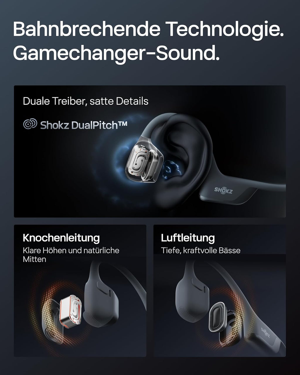 Open-Ear Knochenschall Sportkopfhörer OpenRun Pro 2 S820 Bluetooth 5.3 IP55 12 Stunden Lauf- und Trainingskopfhörer