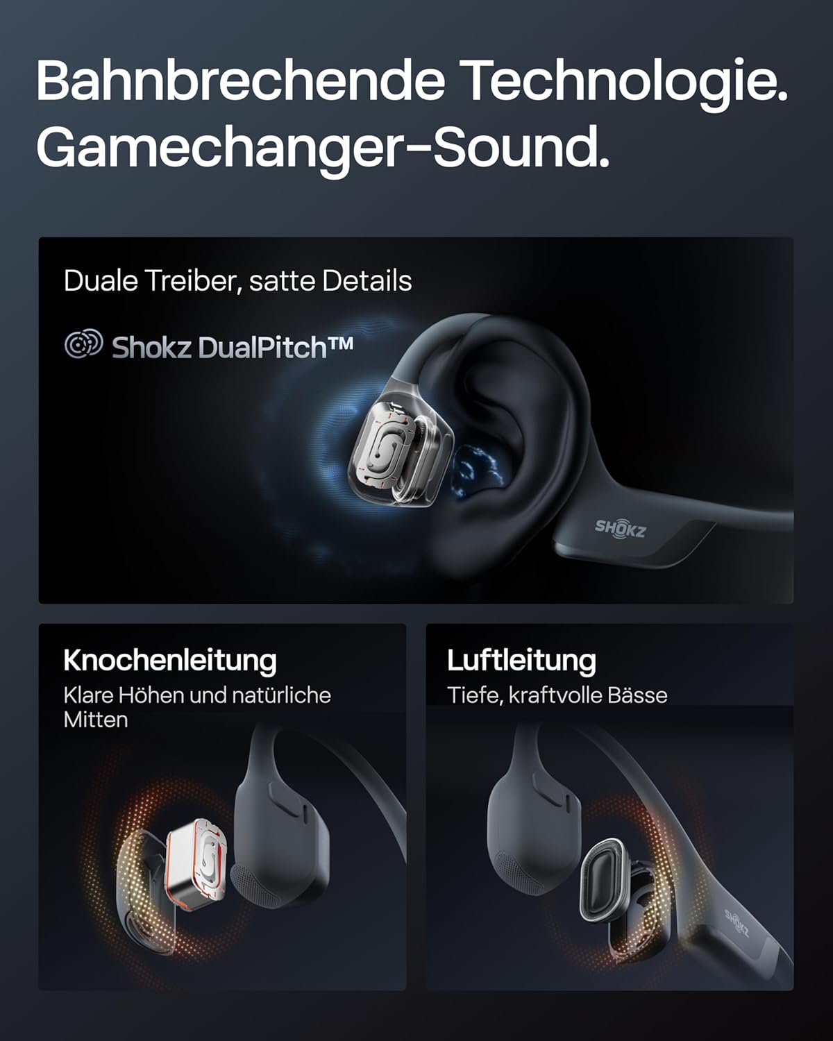 Open-Ear Knochenschall Sportkopfhörer OpenRun Pro 2 S820 Bluetooth 5.3 IP55 12 Stunden Lauf- und Trainingskopfhörer