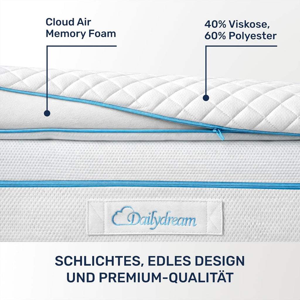 Matratzen Topper Memory Foam 180x200 cm 7 cm H1/2 ergonomisch rutschfest Edition Pure Model L Boxspring