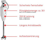 Stabmixer P 350 90880 300 W mit 2 Geschwindigkeitsstufen bis 22000 U/min und Edelstahlmesser