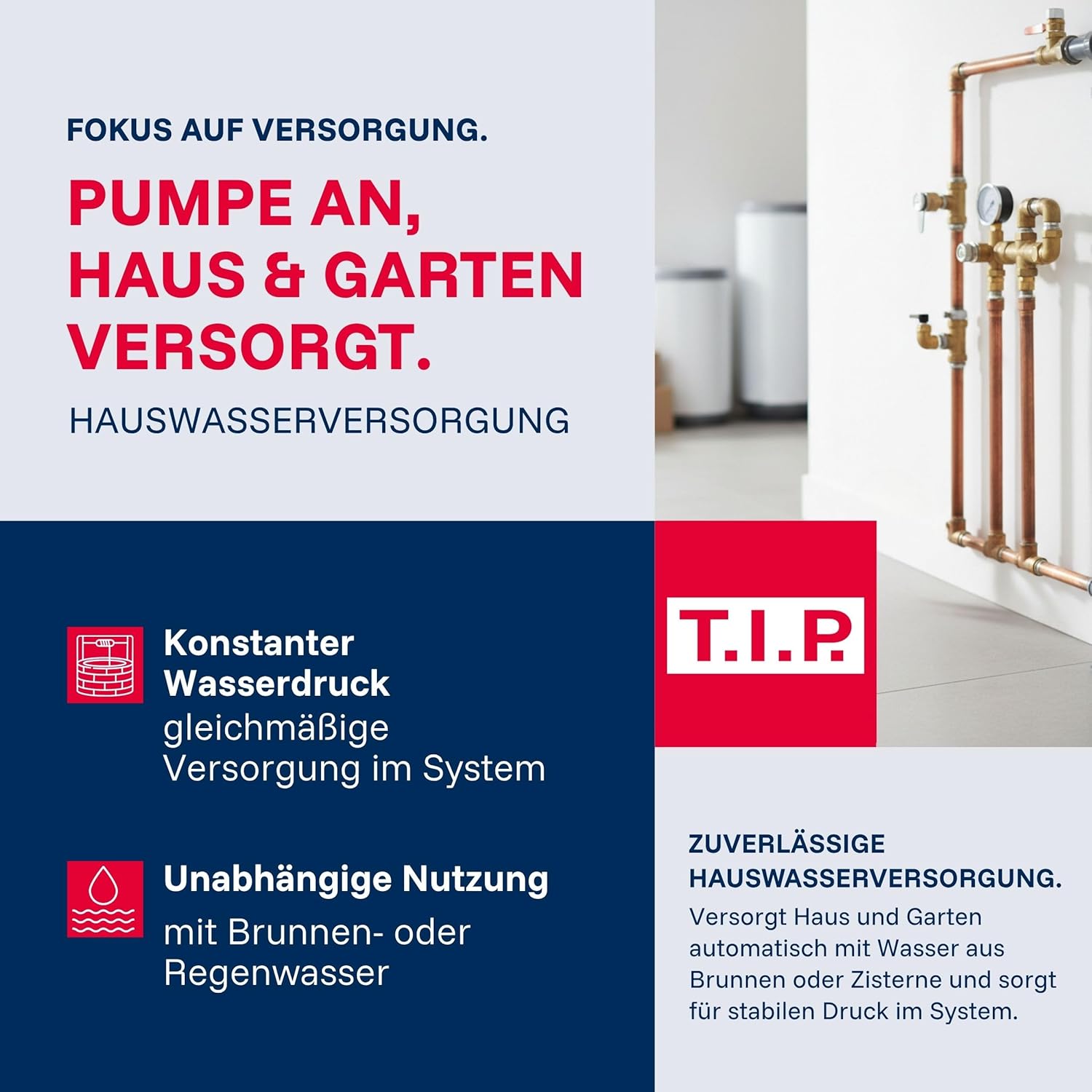 Hauswasserwerk Edelstahl Druckkessel 1300 Plus F 1200W 4350 l/h 50 m Förderhöhe Vorfilter 31155