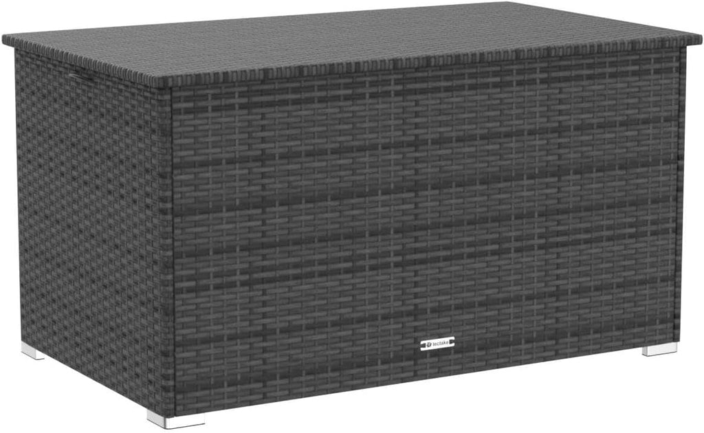 Garten Aufbewahrungsbox 404245 aus Polyrattan und Aluminium 750 L wetterfest UV-beständig 145 x 82,5 x 79,5 cm mit Gasdruckfedern