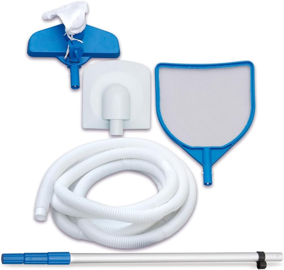 Rundpool Frame Pool Set 488x122 cm Rattanoptik mit Filterpumpe Leiter Abdeckplane Bodenvlies Reinigungsset