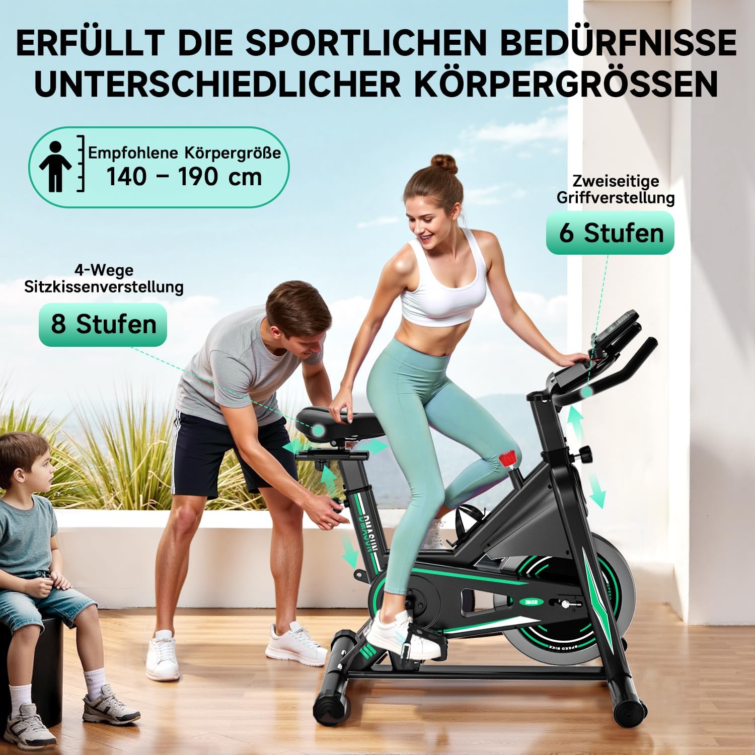 Heimtrainer Ergometer 8732F mit 100 Widerstandsstufen Display Tablet-Halterung und 160 kg Belastbarkeit