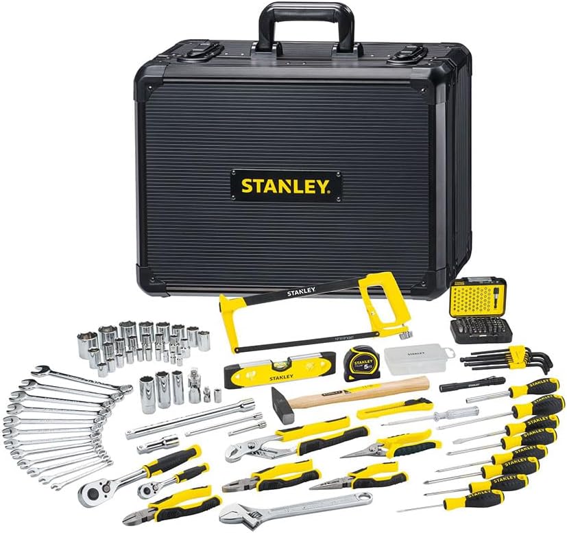 Werkzeugkoffer Set 142-teilig mit Handwerkzeugen und Aluminium Transportkoffer STMT98109-1