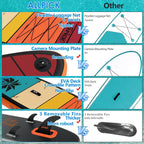 Aufblasbares Stand Up Paddle Board SUP001 320 x 81 x 15 cm bis 200 kg mit Kamerahalterung Paddel Pumpe Rucksack und 3 Finnen