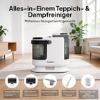 Polsterreiniger Nasssauger LVCUCM002 mit Dampffunktion 15 kPa und 1,6 L Tank für Teppiche Sofa und Auto