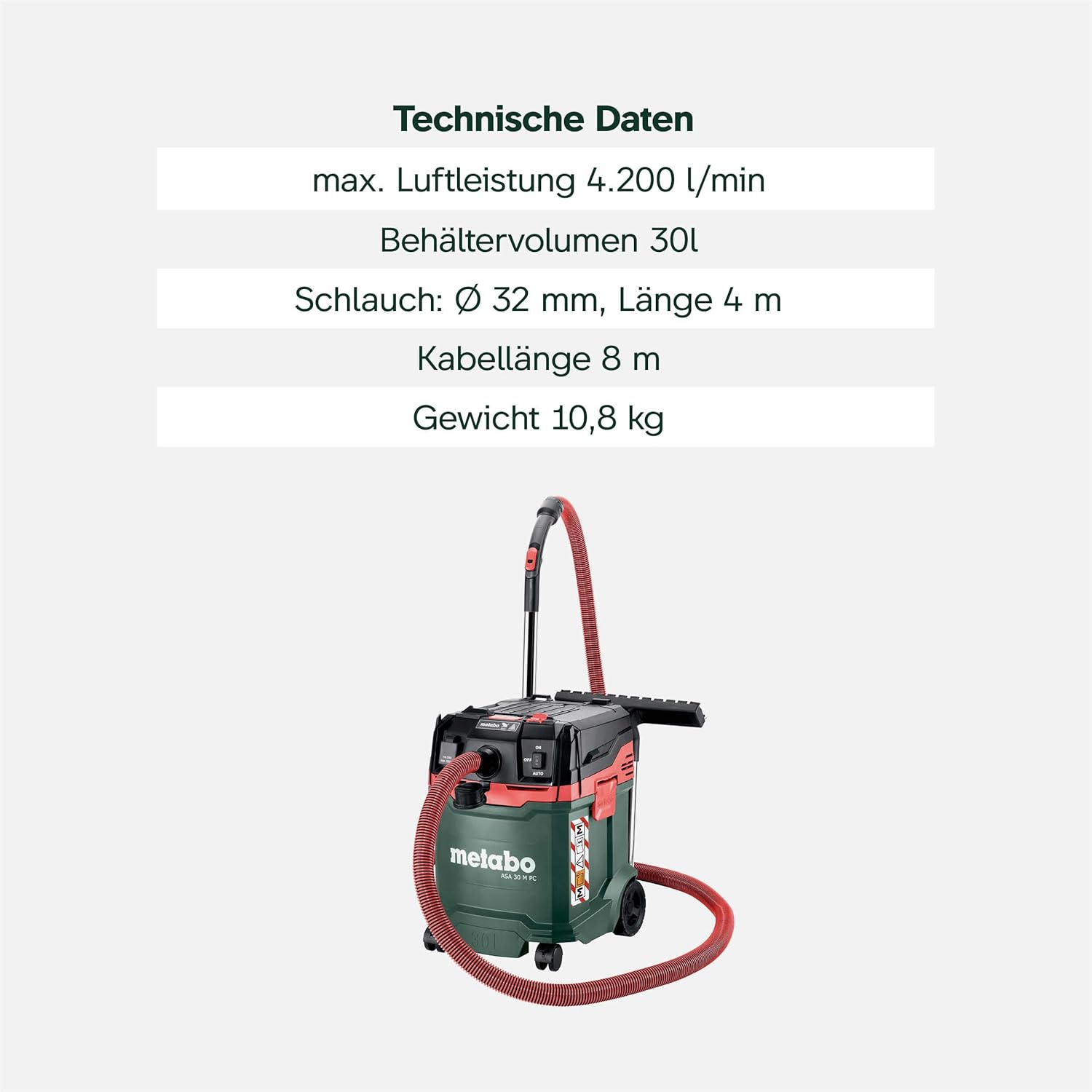 Allessauger Nass- und Trockensauger ASA 30 M PC 602087000 30L Staubklasse M Filterabreinigung 8m Kabel