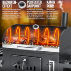 Holzkohlegrill XXL Grillwagen mit Deckel Thermometer und Smokerfunktion 56 x 41,5 cm Grillfläche inkl. Haube Bürste Pinsel & 8 Spieße